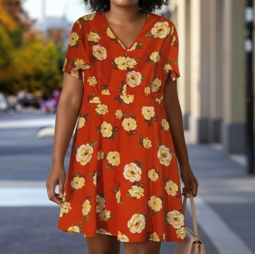 Speed Control Plus size Red Floral Print Dress sz 1x